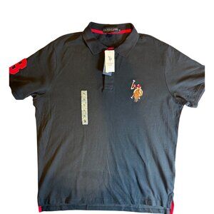 NWT U.S. Polo Assn. Men's Black  Short Sleeve Polo Shirt 100% Cotton Navy XL